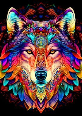 Tribal Wolf Short Lint Soft Canvas Diamond Painting Kit