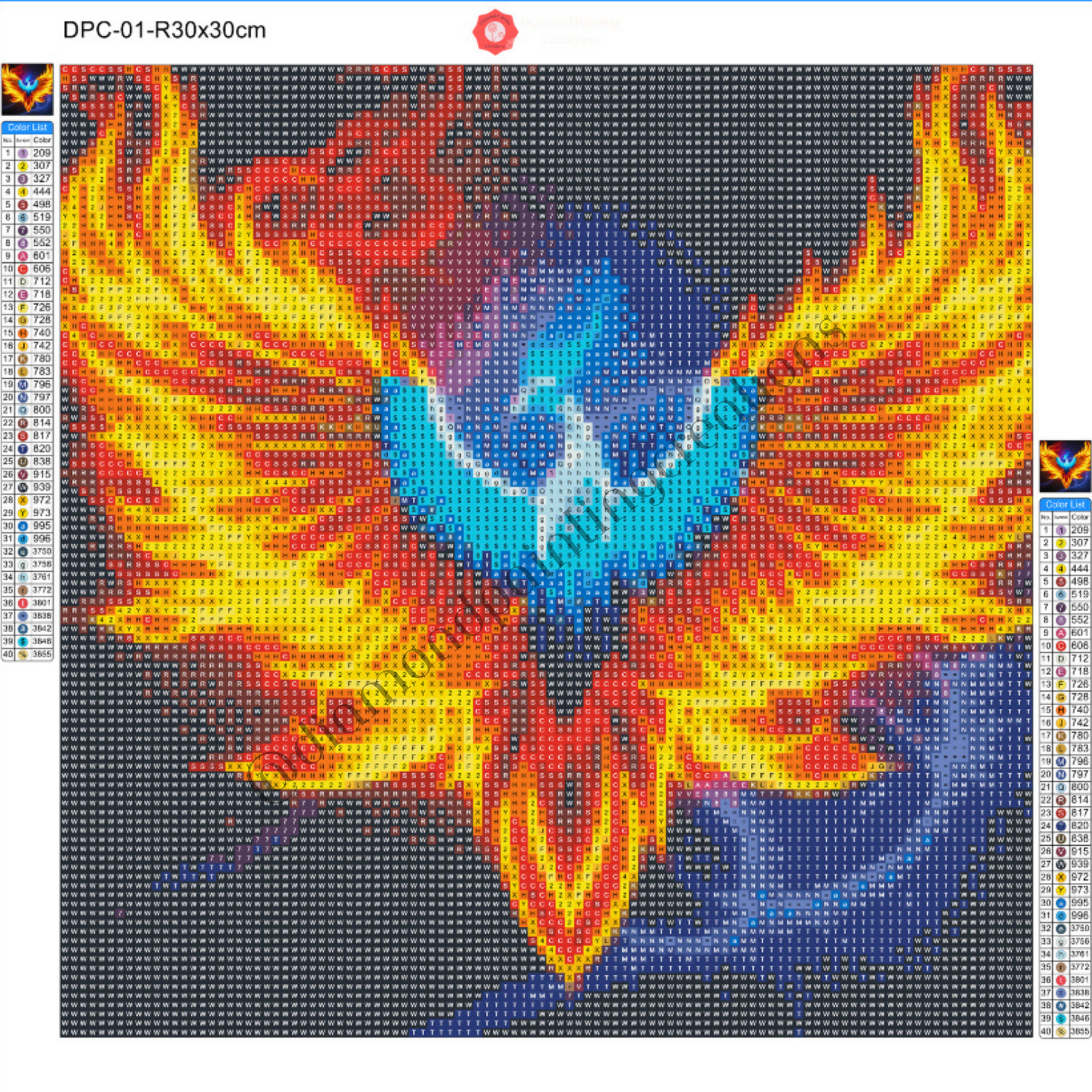 Fire & Ice Phoenix Diamond Painting Canvas Kit 30x30cm
