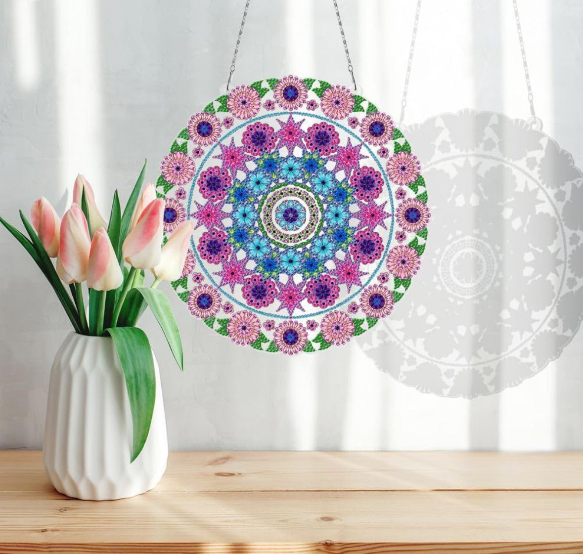 Mandala Wreath / Suncatcher Diamond Painting Kit with Ornament