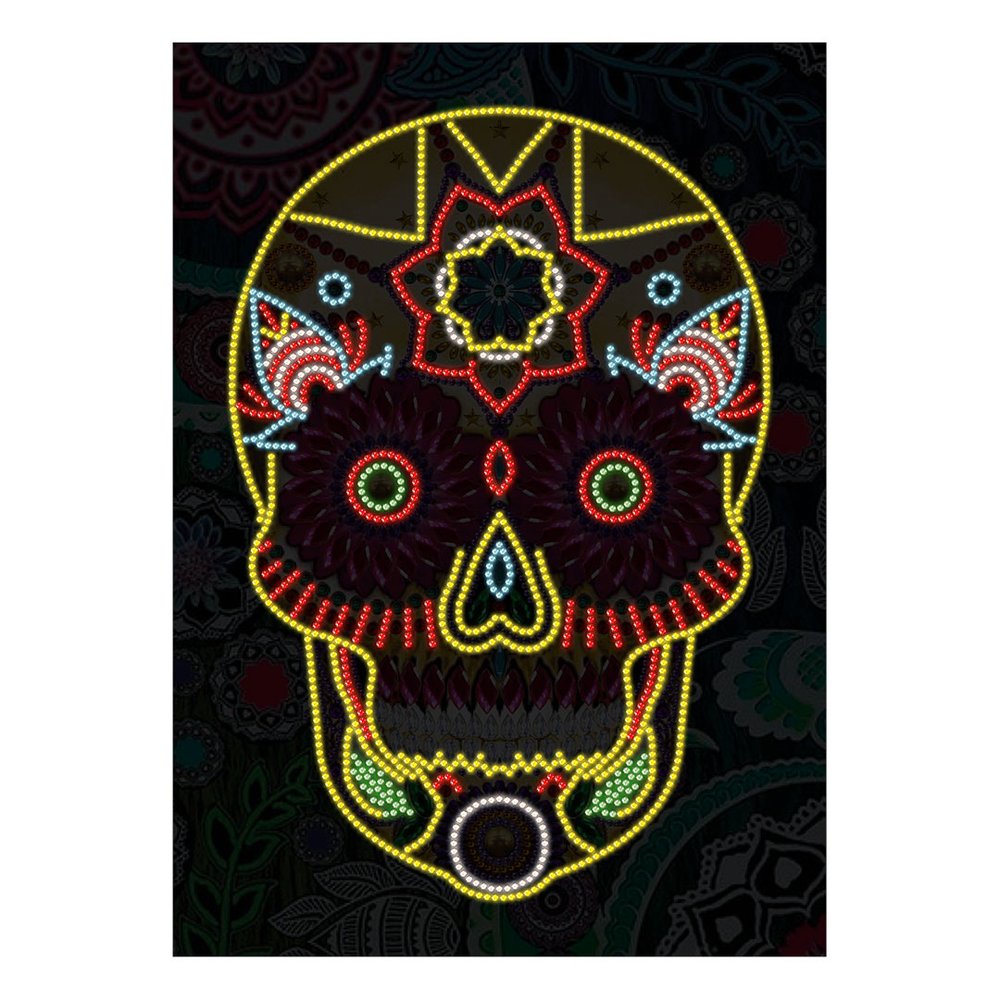 Luminous Diamond Painting Kit - Mandala Skull Partial 30x40cm