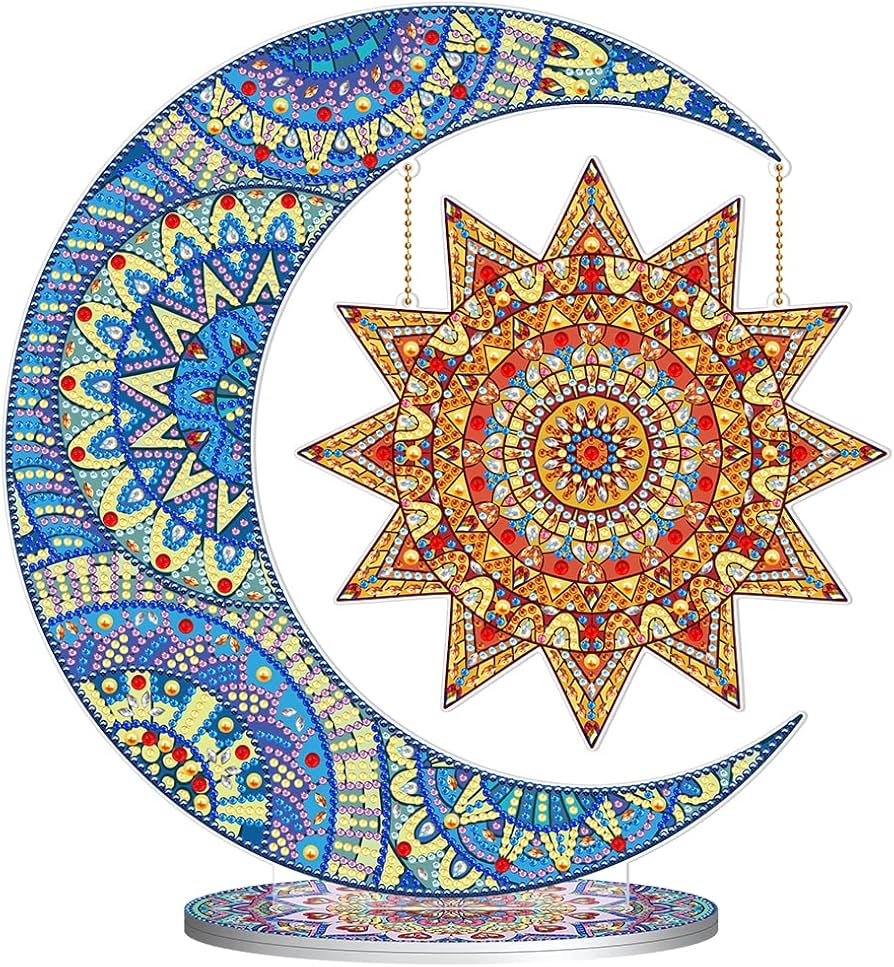 Crescent Moon with Hanging Sun Double Sided Table Topper Diamond Painting Kits