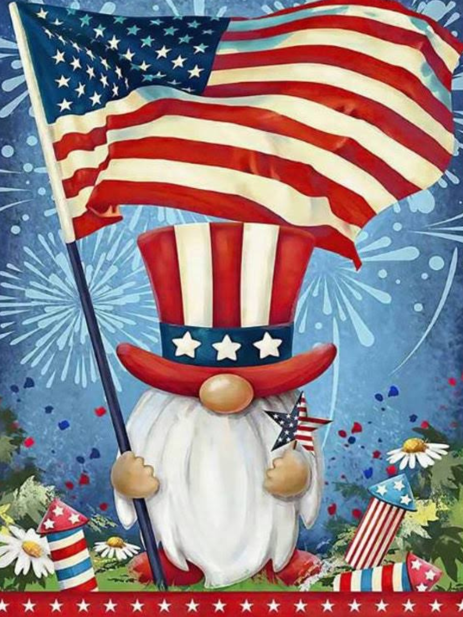 Patriotic Gnome Diamond Painting Soft Canvas Kit
