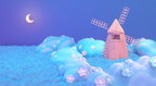 Winter Windmill Diamond Painting Soft Canvas Kit 55x30cm Round
