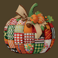 Plaid Patchwork Pumpkin Diamond Art Wooden Table Topper Kit