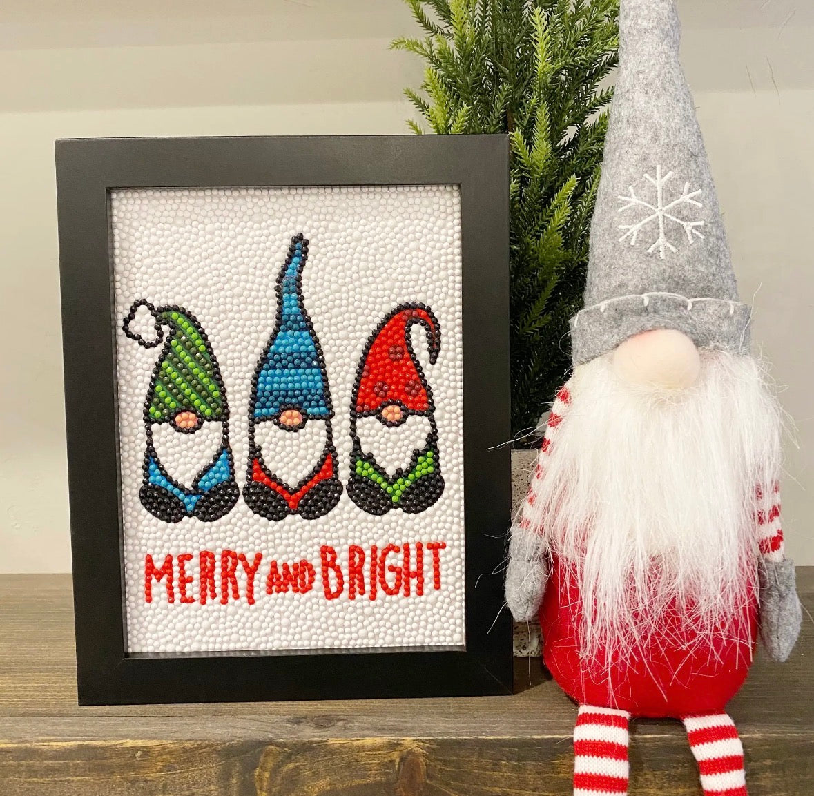 Holiday Gnomes Diamond Painting Kit with Frame