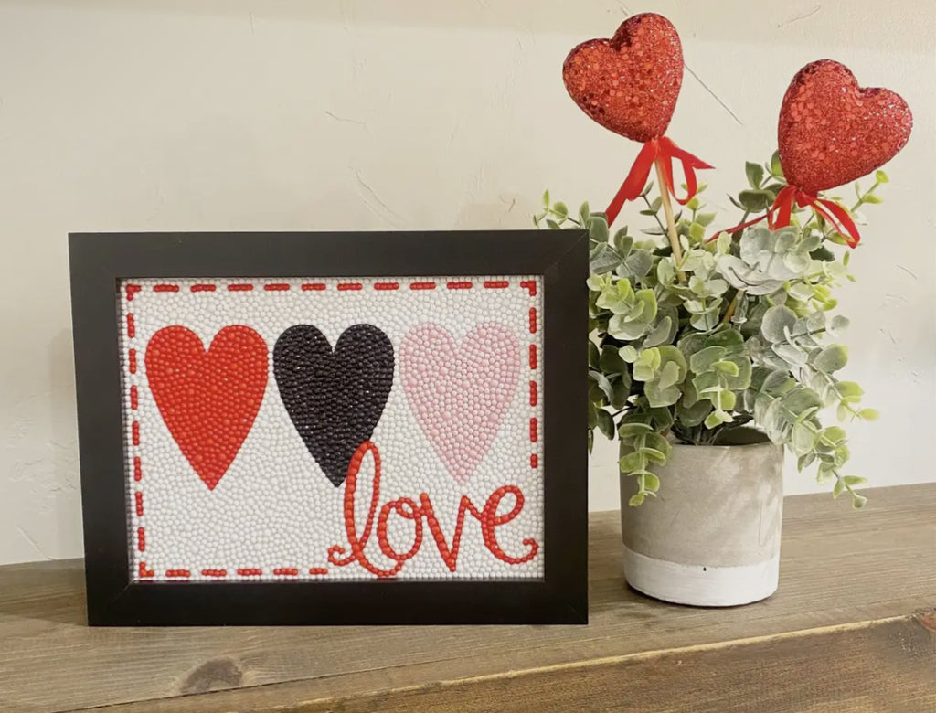 Hearts Valentine Diamond Painting Kit with Frame