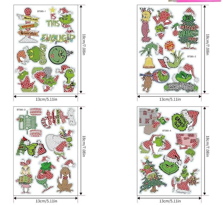 Holiday Sticker Pack Diamond Painting Project Kits Grinch and Fall