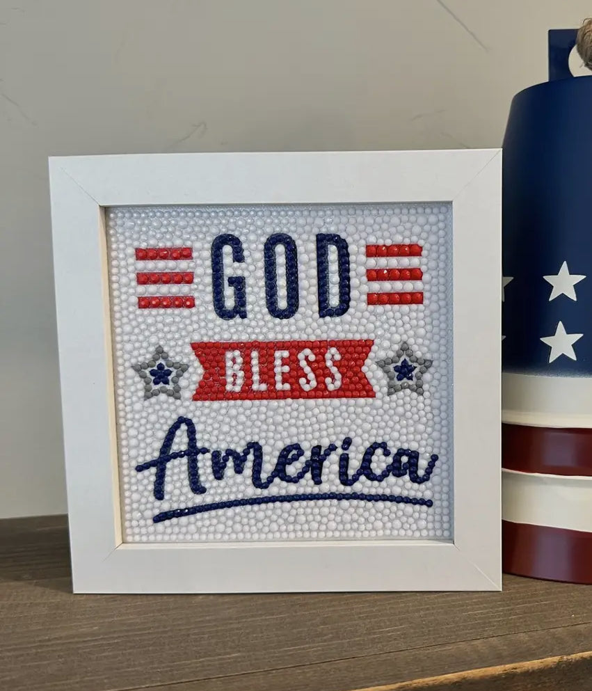God Bless America Diamond Painting Kit with Frame Preorder-Allow 7 days before shipping *