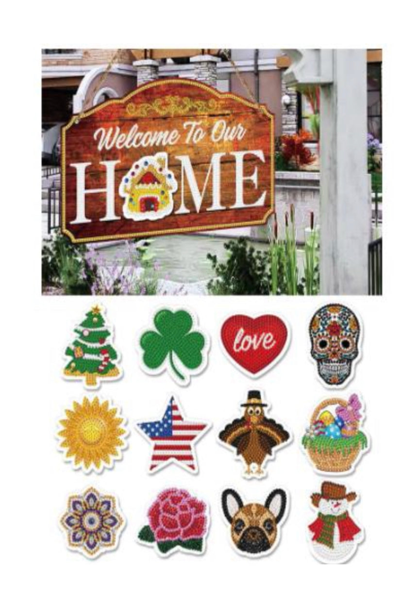Seasonal Sign Diamond Painting Kit with Interchangeable Accents