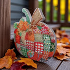 Plaid Patchwork Pumpkin Diamond Art Wooden Table Topper Kit