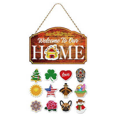 Seasonal Sign Diamond Painting Kit with Interchangeable Accents