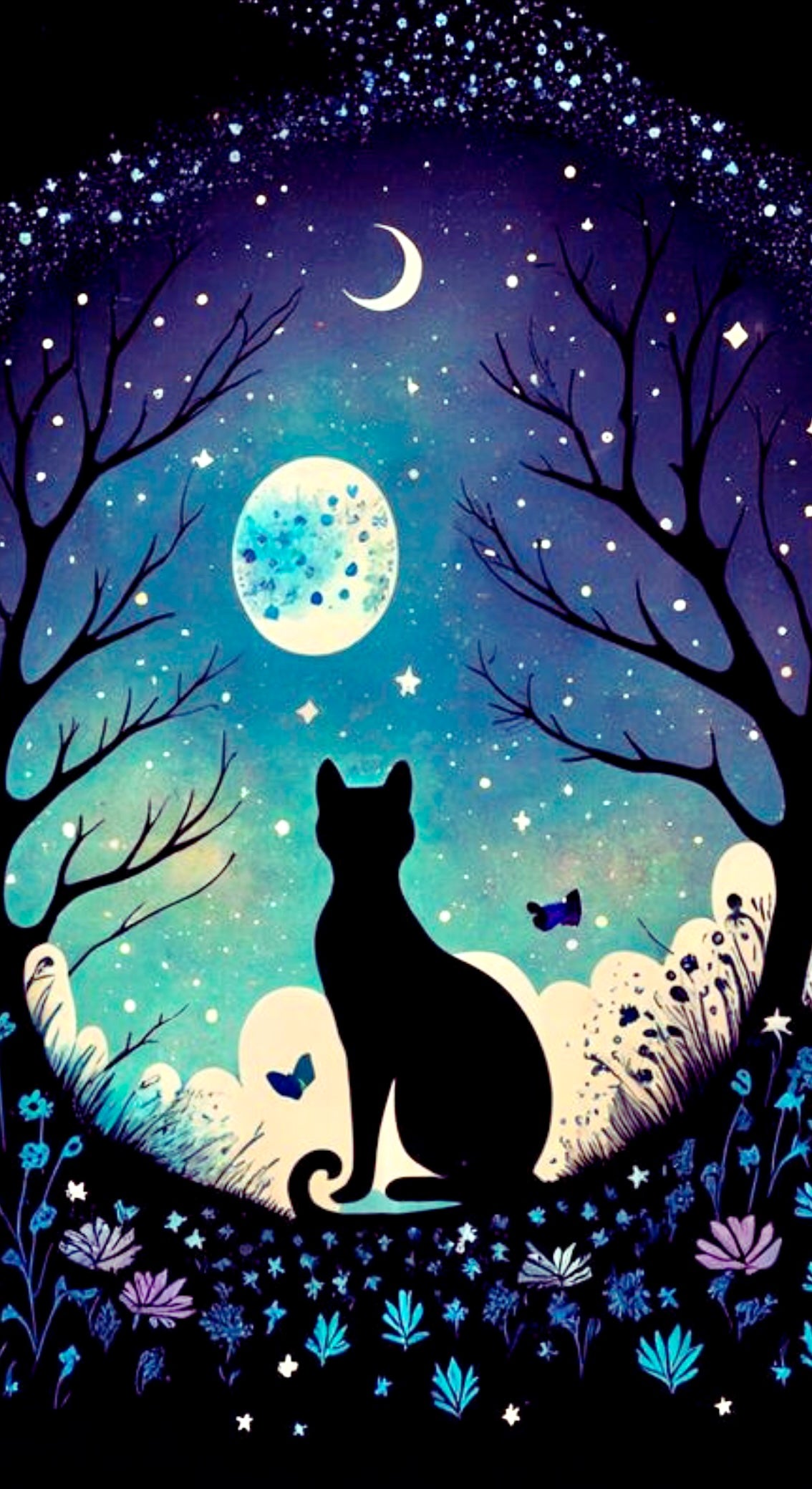 Moonlight Cat Diamond Painting Soft Canvas Kit