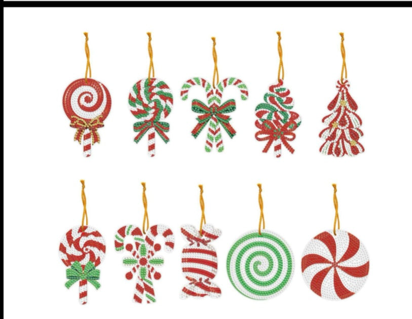 Christmas Ornament Diamond Painting Project Kits Set of 10