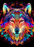 Tribal Wolf Short Lint Soft Canvas Diamond Painting Kit