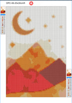 Boho Mountain Moon Scene Diamond Painting Soft Canvas Kit 20x30cm