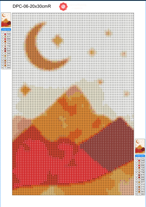 Boho Mountain Moon Scene Diamond Painting Soft Canvas Kit 20x30cm