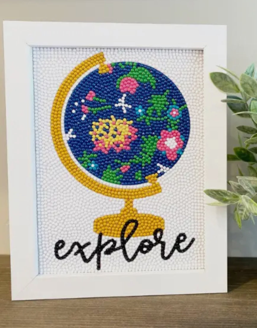 Explore Globe Diamond Painting Kit with Frame *Preorder-Allow 7 days before shipping *