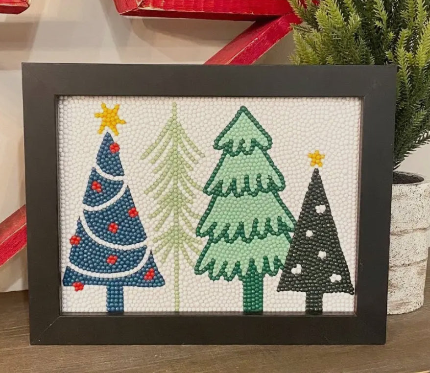 Christmas Trees Diamond Painting Kit with Frame