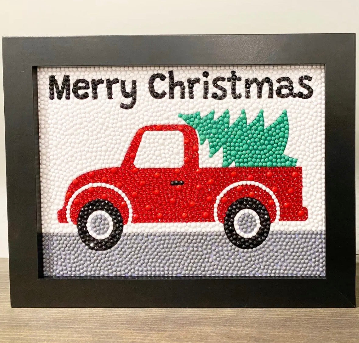 Red Christmas Truck Diamond Painting Kit with Frame
