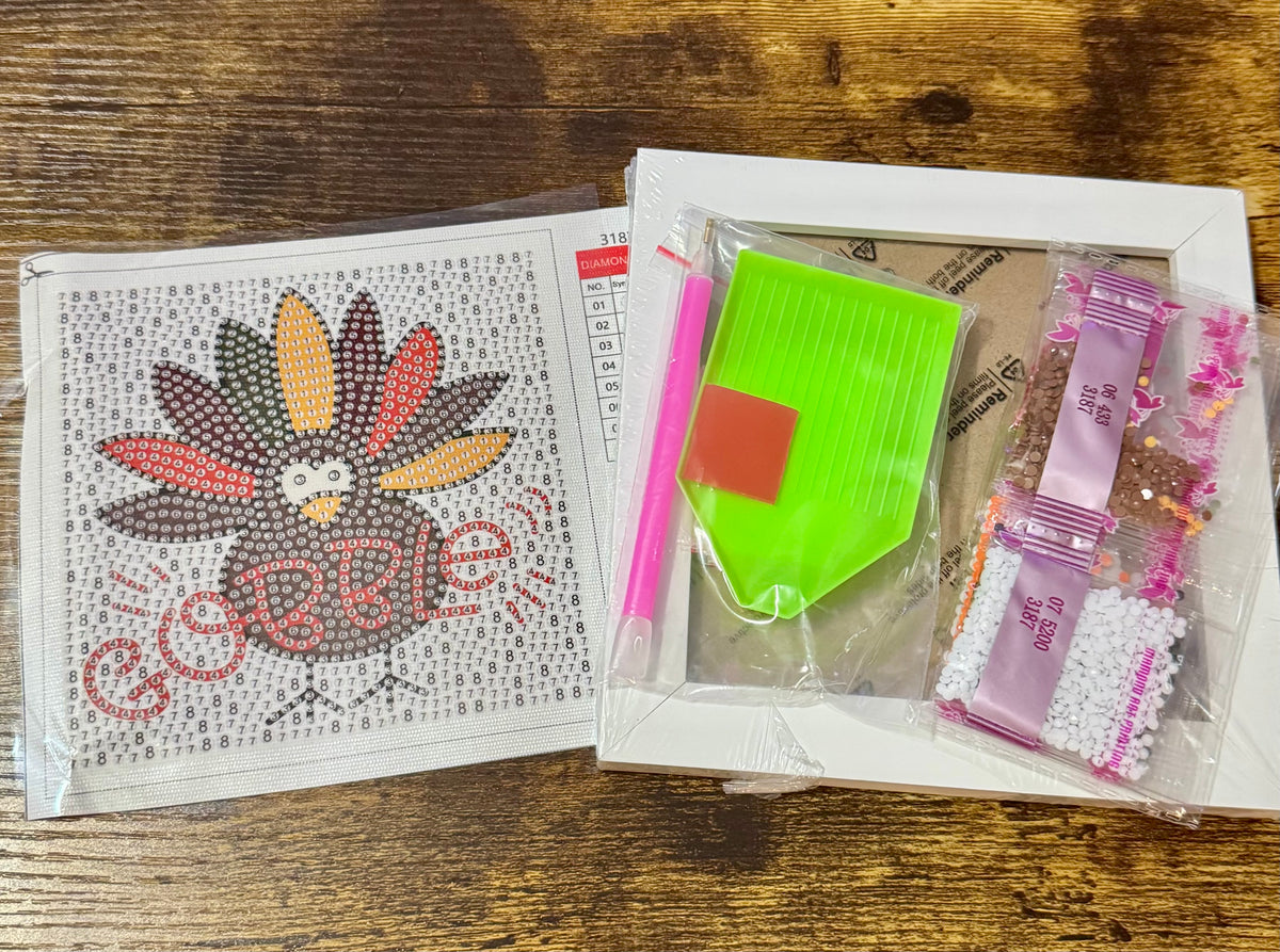 Gobble Turkey Diamond Painting Kit with Frame