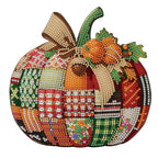 Plaid Patchwork Pumpkin Diamond Art Wooden Table Topper Kit