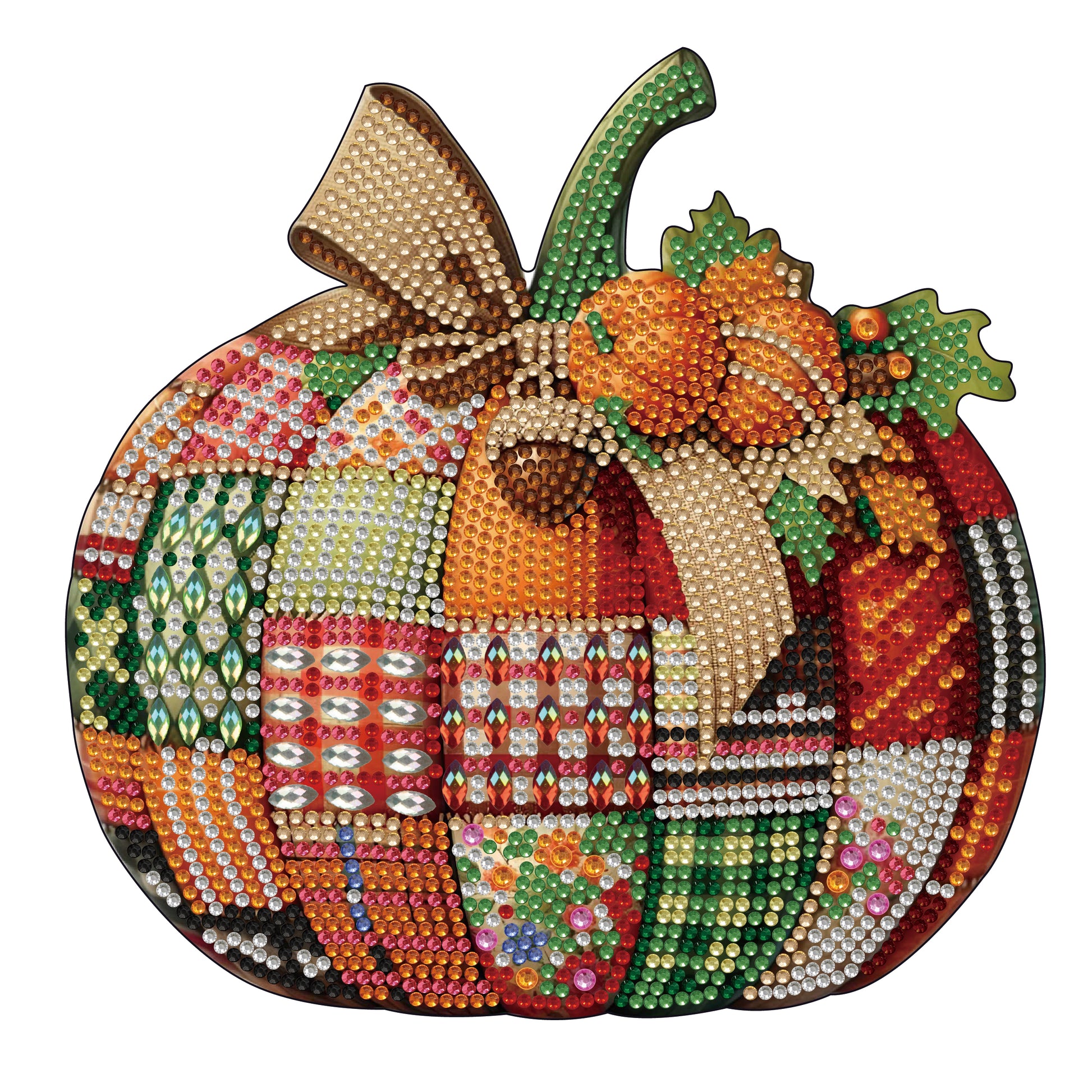 Plaid Patchwork Pumpkin Diamond Art Wooden Table Topper Kit