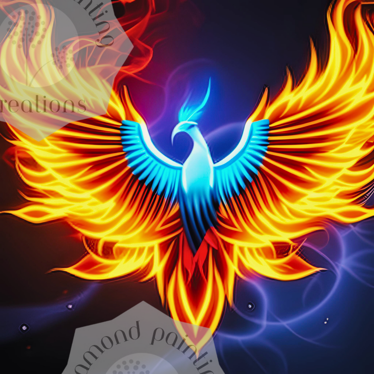 Fire & Ice Phoenix Diamond Painting Canvas Kit 30x30cm