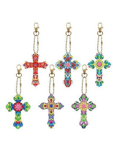 Cross 6pc Keychain/Hanging Ornament Diamond Painting Project Kits