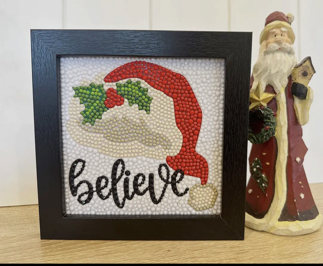 Santa Hat Diamond Painting Kit with Frame *Preorder-Allow 7 days before shipping *