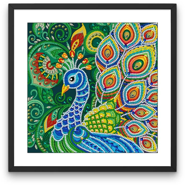 Peacock Luminous Diamond Painting Kit - Partial 30x40cm
