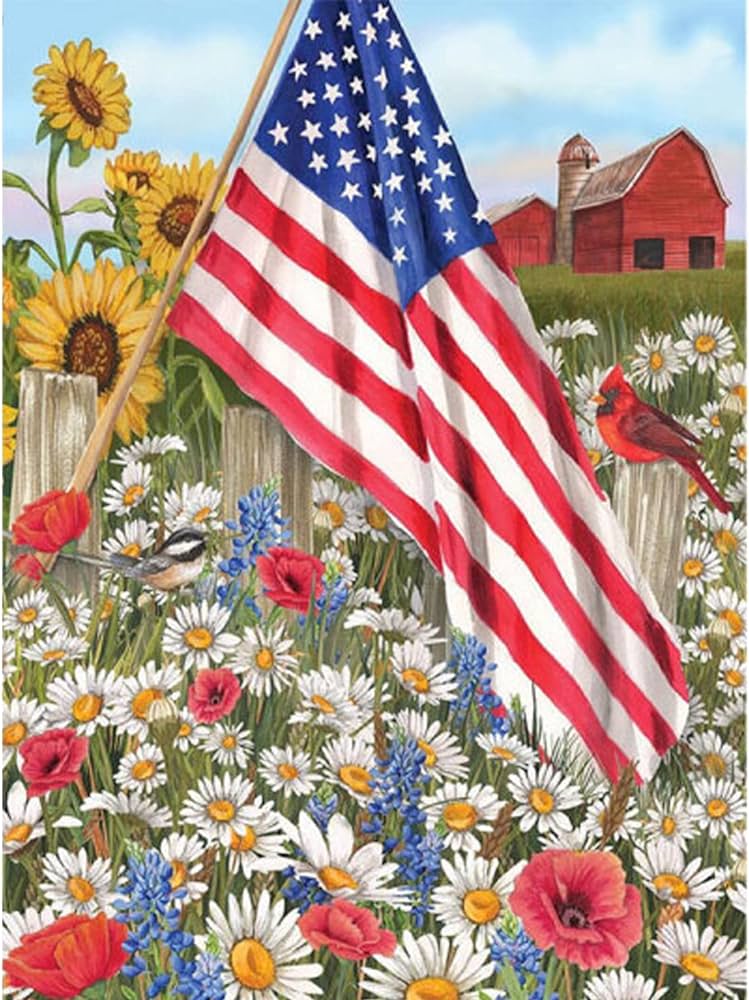 Flower Farm Flag Diamond Painting Premium Soft Canvas Kit