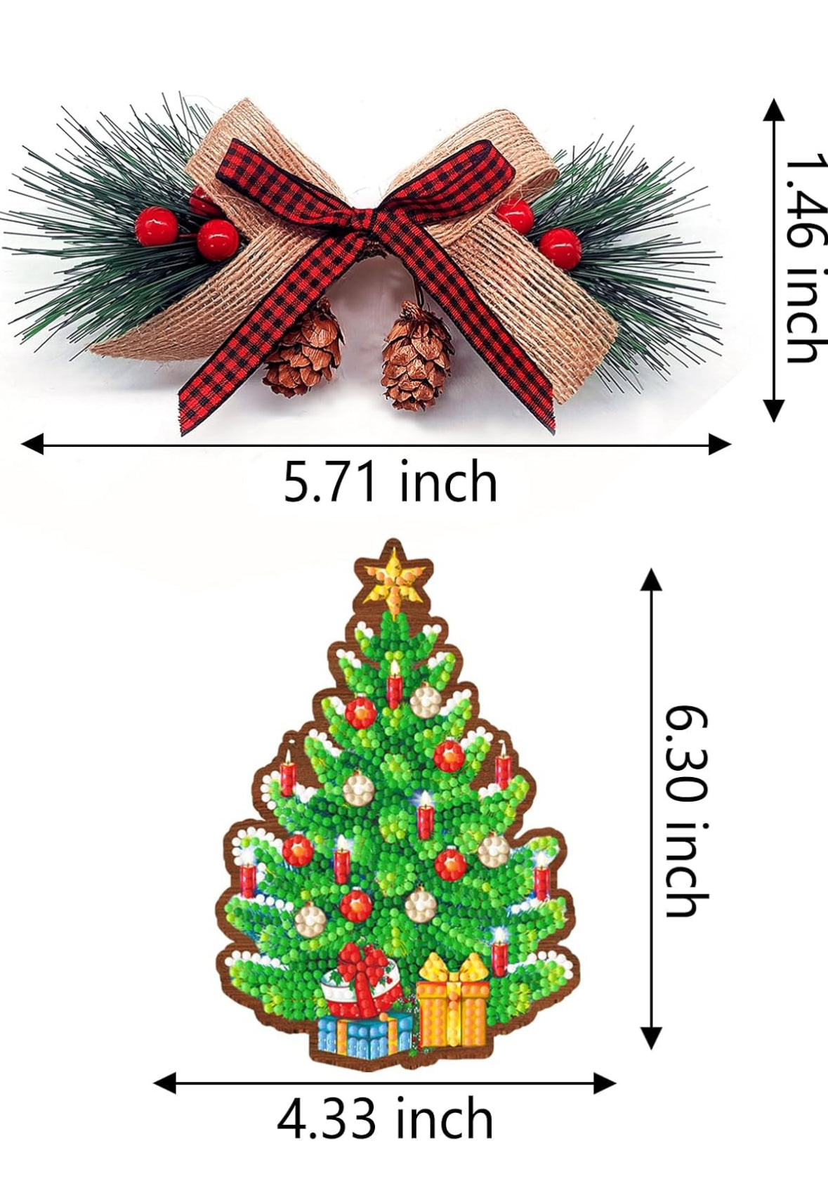 Diamond Painting Wooden Holiday Ornament Craft Kits 4 Styles