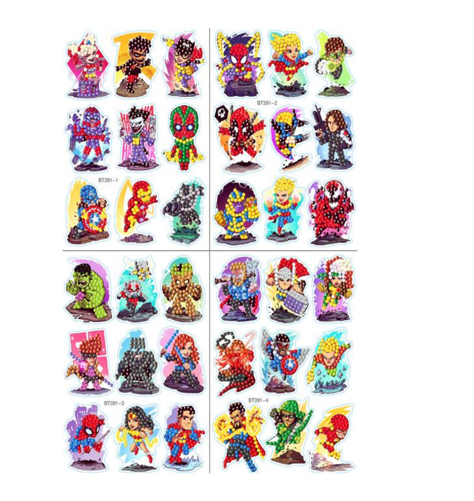 Character Sticker Pack Diamond Painting Project Kits 4 Designs