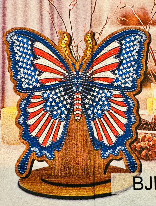 Patriotic Butterfly Table Topper Diamond Painting Project Kits