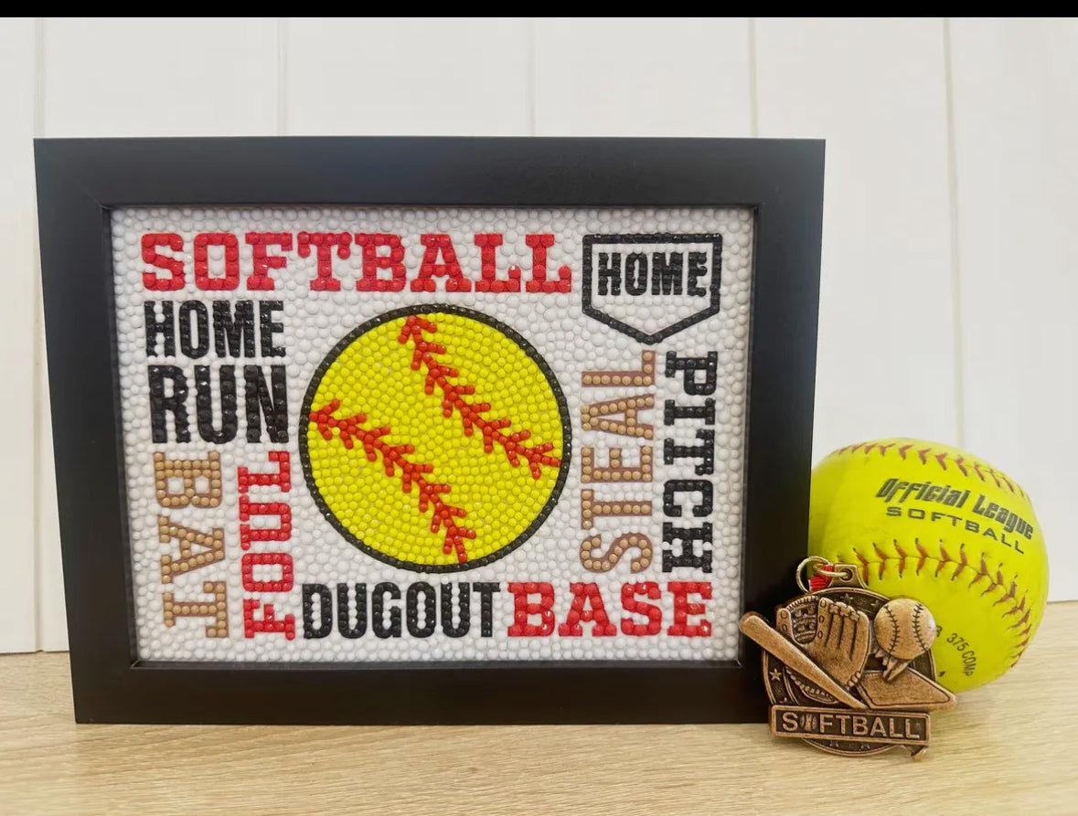 Softball Diamond Painting Kit with Frame *Preorder-Allow 7 days before shipping *