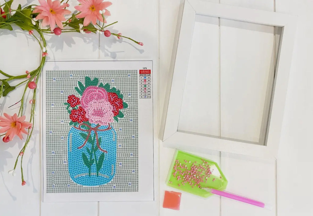 Mason Jar Diamond Painting Kit with Frame