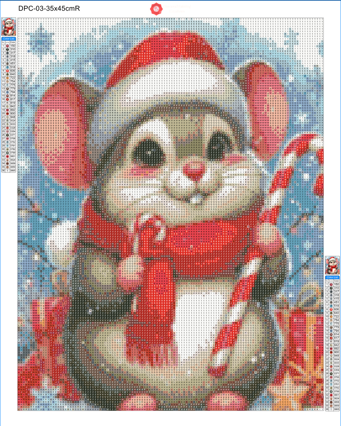 Christmas Mouse Diamond Painting Soft Canvas Kit 35x45cm Round or Square