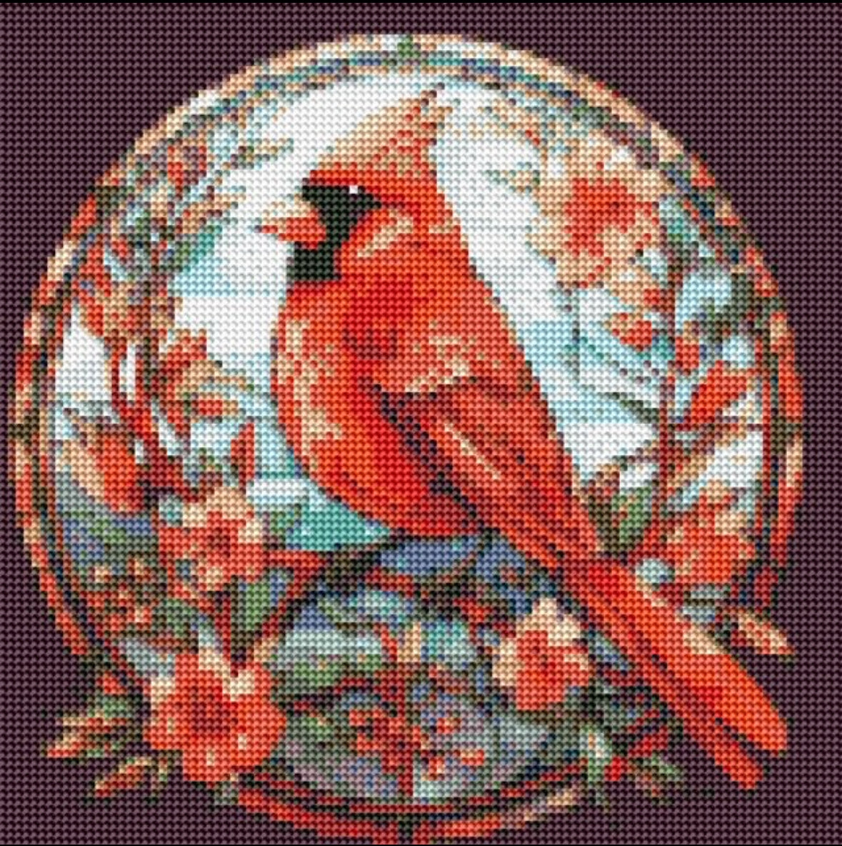 Cardinal Diamond Painting Kit 30x30cm Soft Canvas