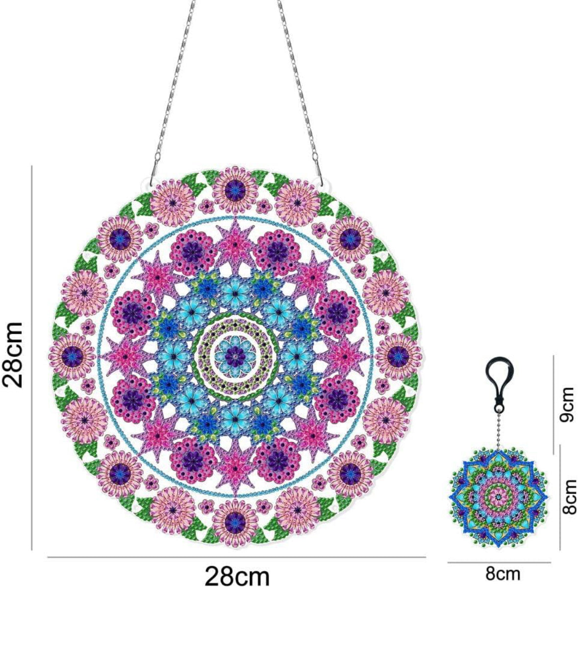 Mandala Wreath / Suncatcher Diamond Painting Kit with Ornament