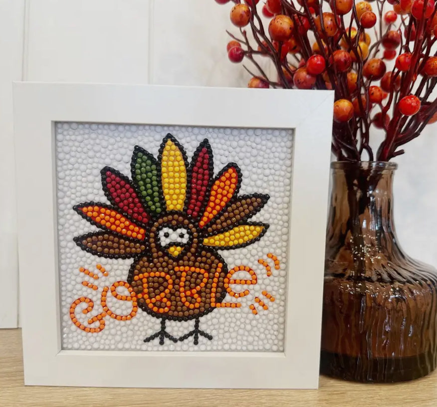 Gobble Turkey Diamond Painting Kit with Frame