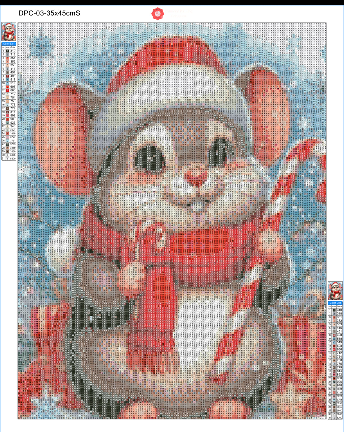 Christmas Mouse Diamond Painting Soft Canvas Kit 35x45cm Round or Square