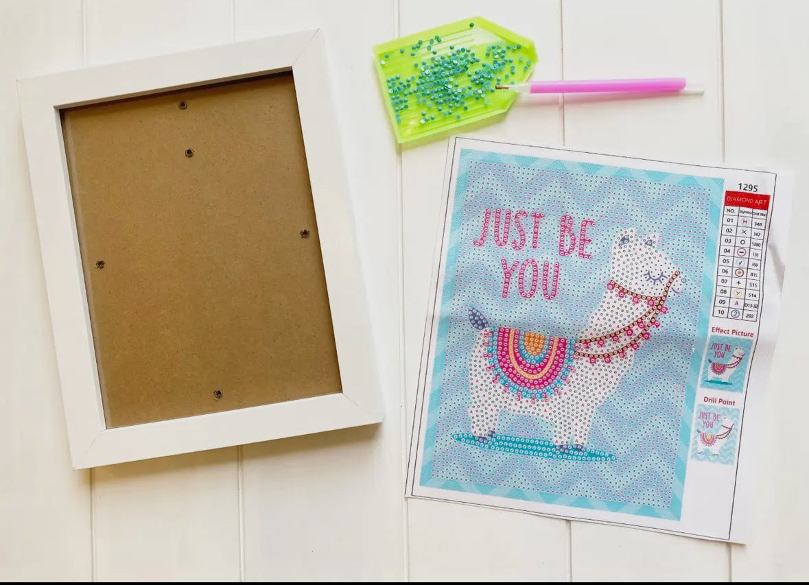 Llama Just Be You Diamond Painting Kit with Frame