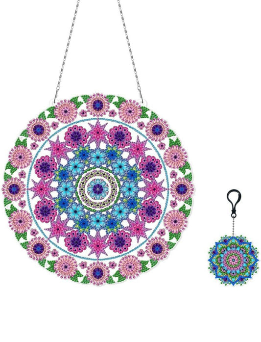 Mandala Wreath / Suncatcher Diamond Painting Kit with Ornament by