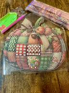 Plaid Patchwork Pumpkin Diamond Art Wooden Table Topper Kit