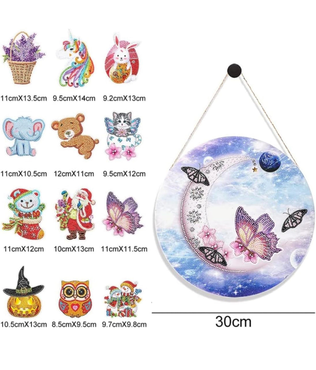 Moon Seasonal Sign Diamond Painting Kit with Interchangeable Accents