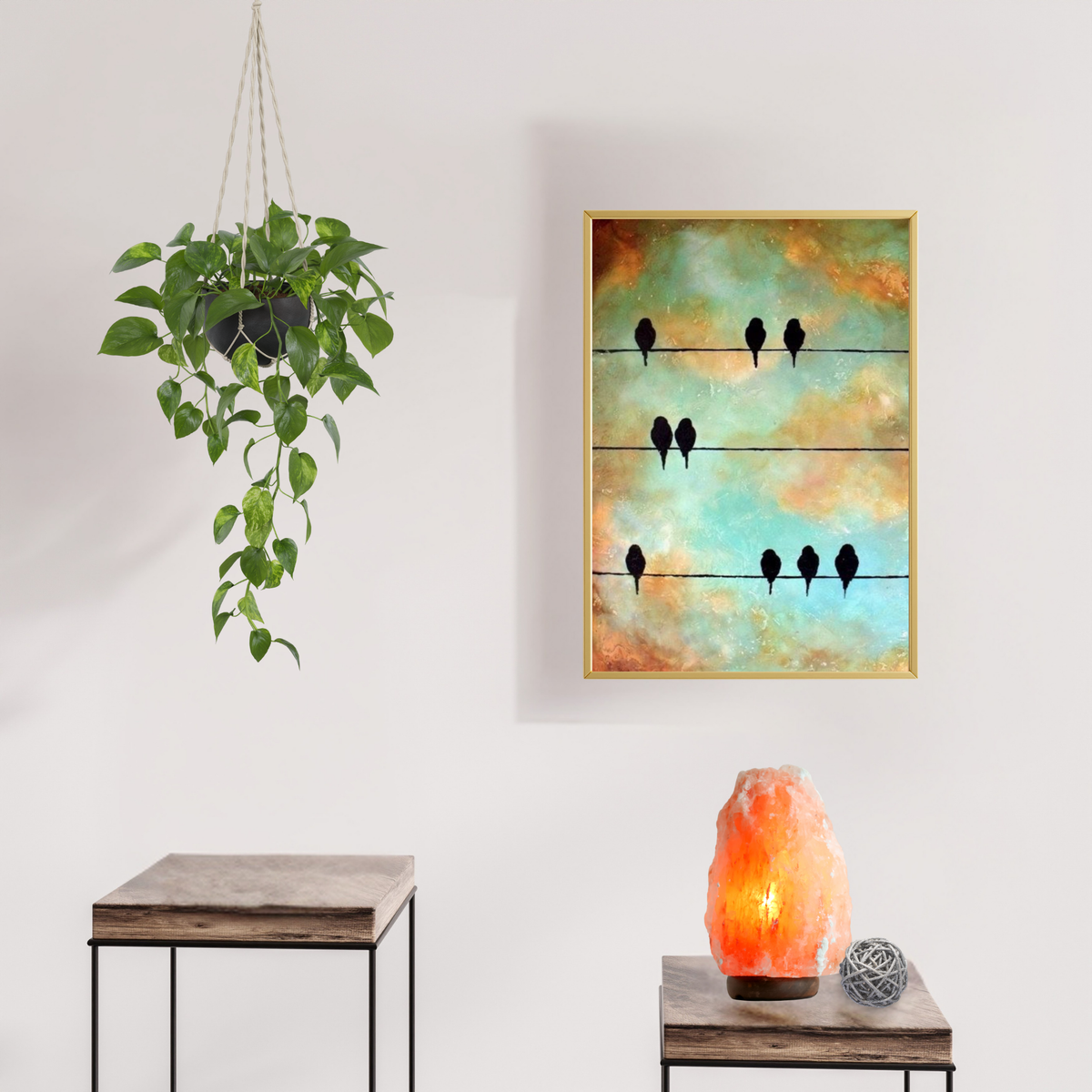 Birds on Wire Diamond Painting Soft Canvas Kit 20x30cm
