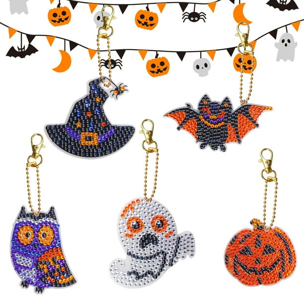 Halloween Keychain/Hanging Decor Diamond Painting Project Kits Set of 5