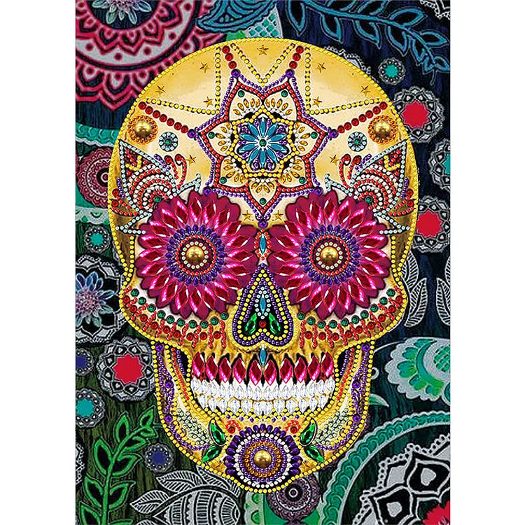 Luminous Diamond Painting Kit - Mandala Skull Partial 30x40cm