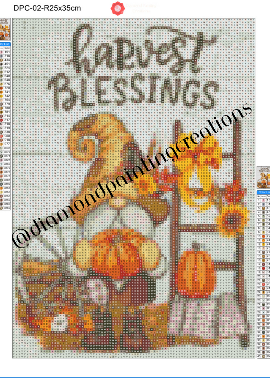 Pumpkin Gnome Diamond Painting Canvas Kit 25x35cm