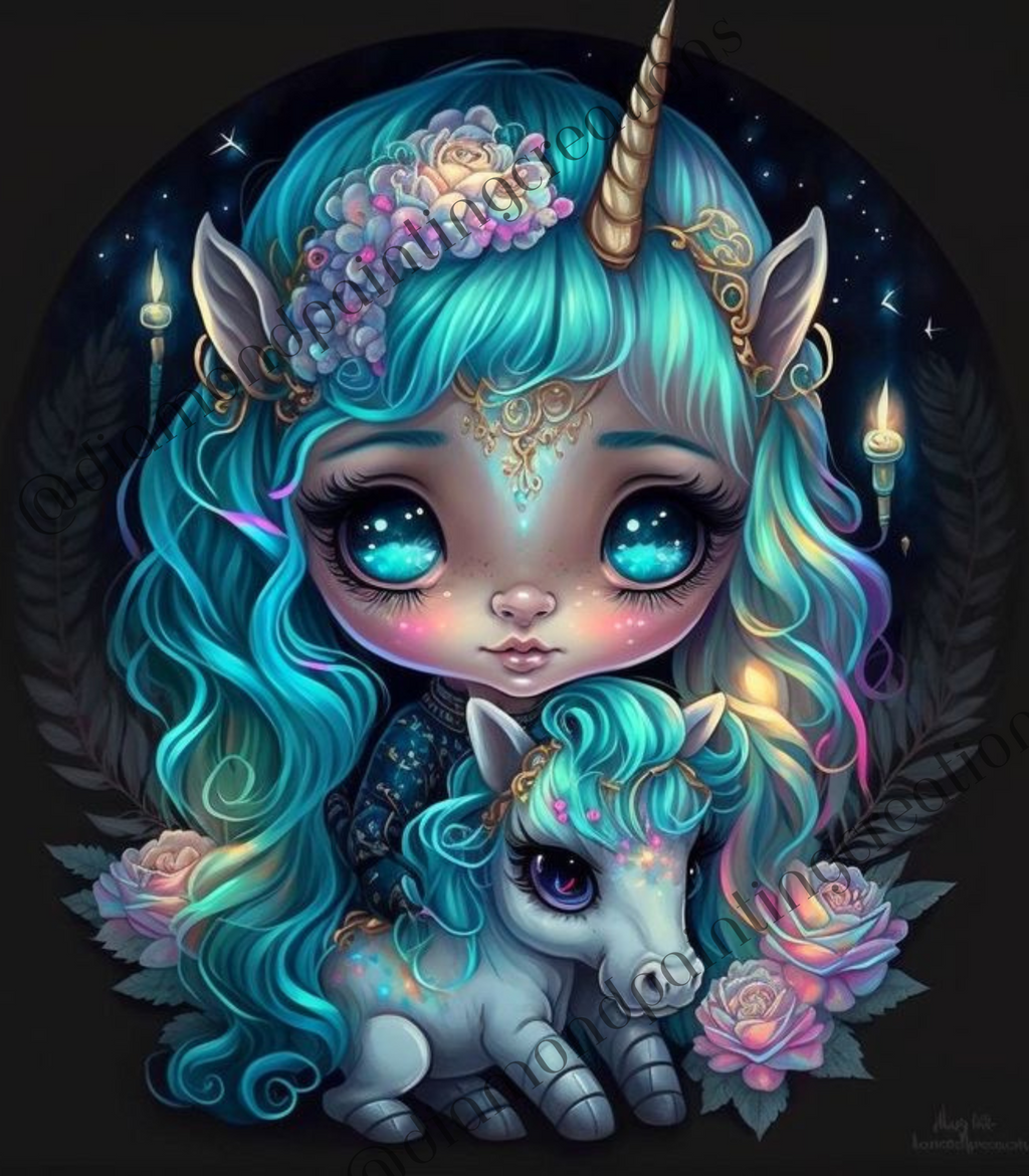 Unicorn Girl Diamond Painting Canvas Kit 30x40cm
